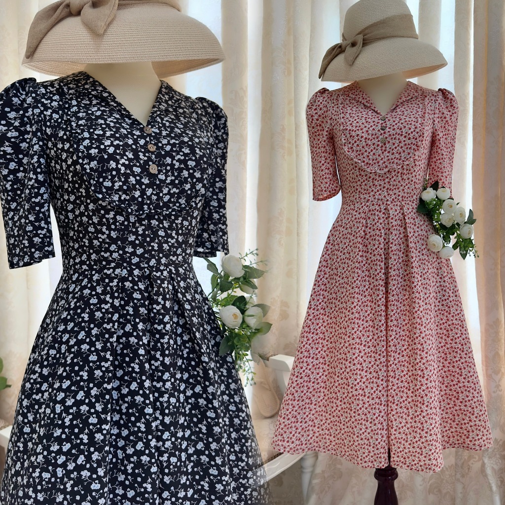 เดรสคอปกเปิดข้างแต่งระบายเอวยางยืดด้านหลังอะไหล่จีบกระเป๋าเฉียง_ ง5.662