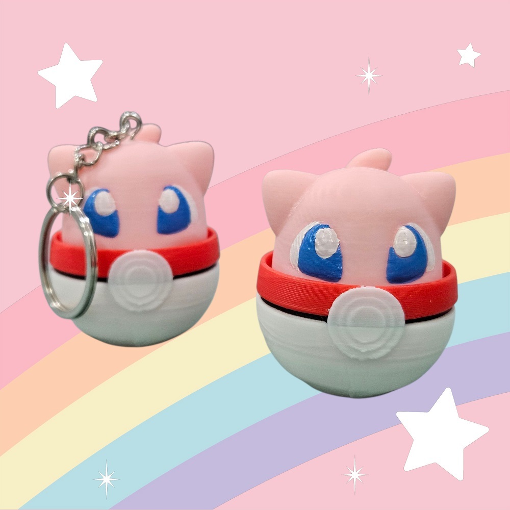 CLICKY CLICKER KEYCHAIN - MEW POKEBALL - CRESS REDUCE KEYCHAIN