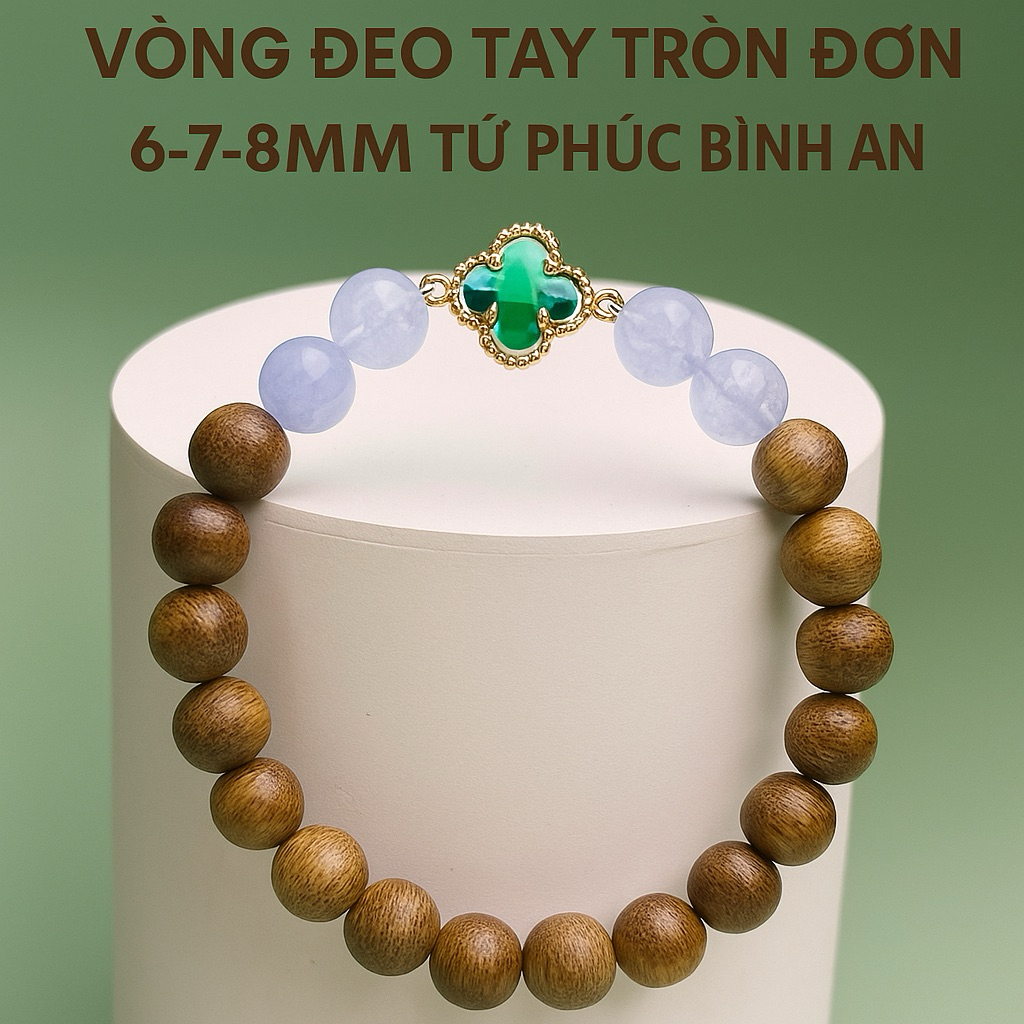 [LC-VT34] สร้อยข้อมือไม้กฤษณาทรงกลมเดี่ยว Loc Cat – ขนาด 6/7/8mm – สัญลักษณ์ของ Phuc Loc Th Kang | แ