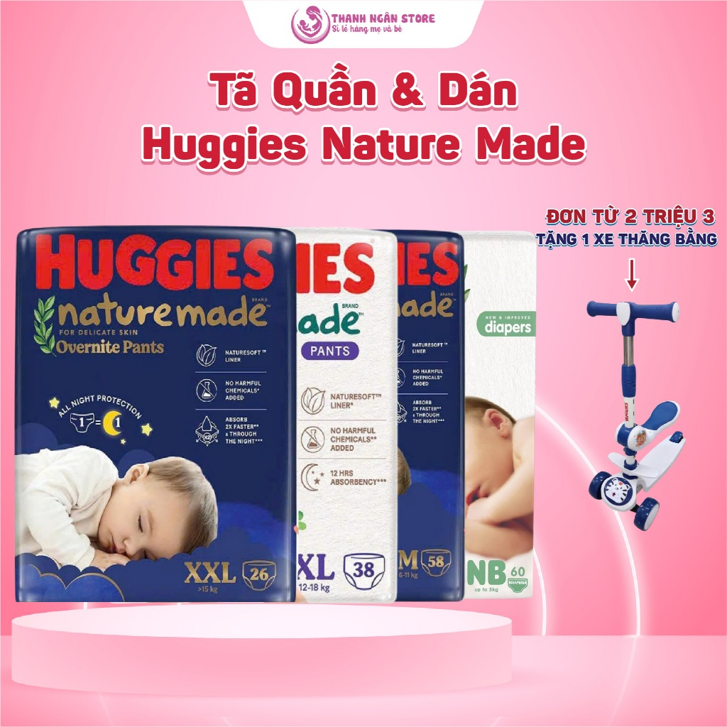 Huggies White Diaper Pants XXL24 Panda - Premium Nature made Night Diaper Pants XXL26 - Thanh Ngan S