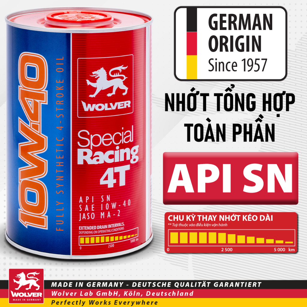 Wolver Special Racing 10w40 น้ํามันพรีเมี่ยมสังเคราะห์แท้นําเข้าจากเยอรมัน