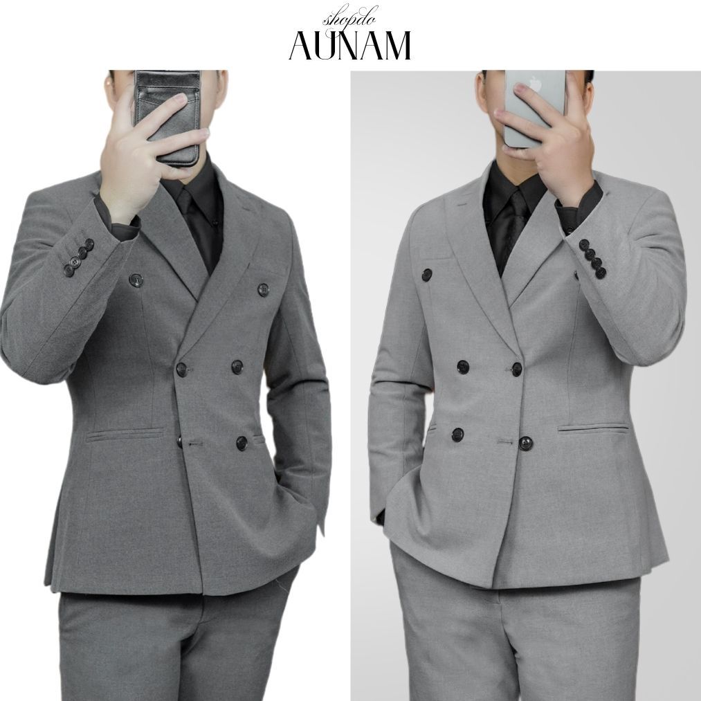 เสื้อกั๊กผู้ชาย 6-Button คุณภาพสูงสีเทา/สีเทา,เข้ารูป Form-VuHai ชุดสูทลําลองผู้ชาย