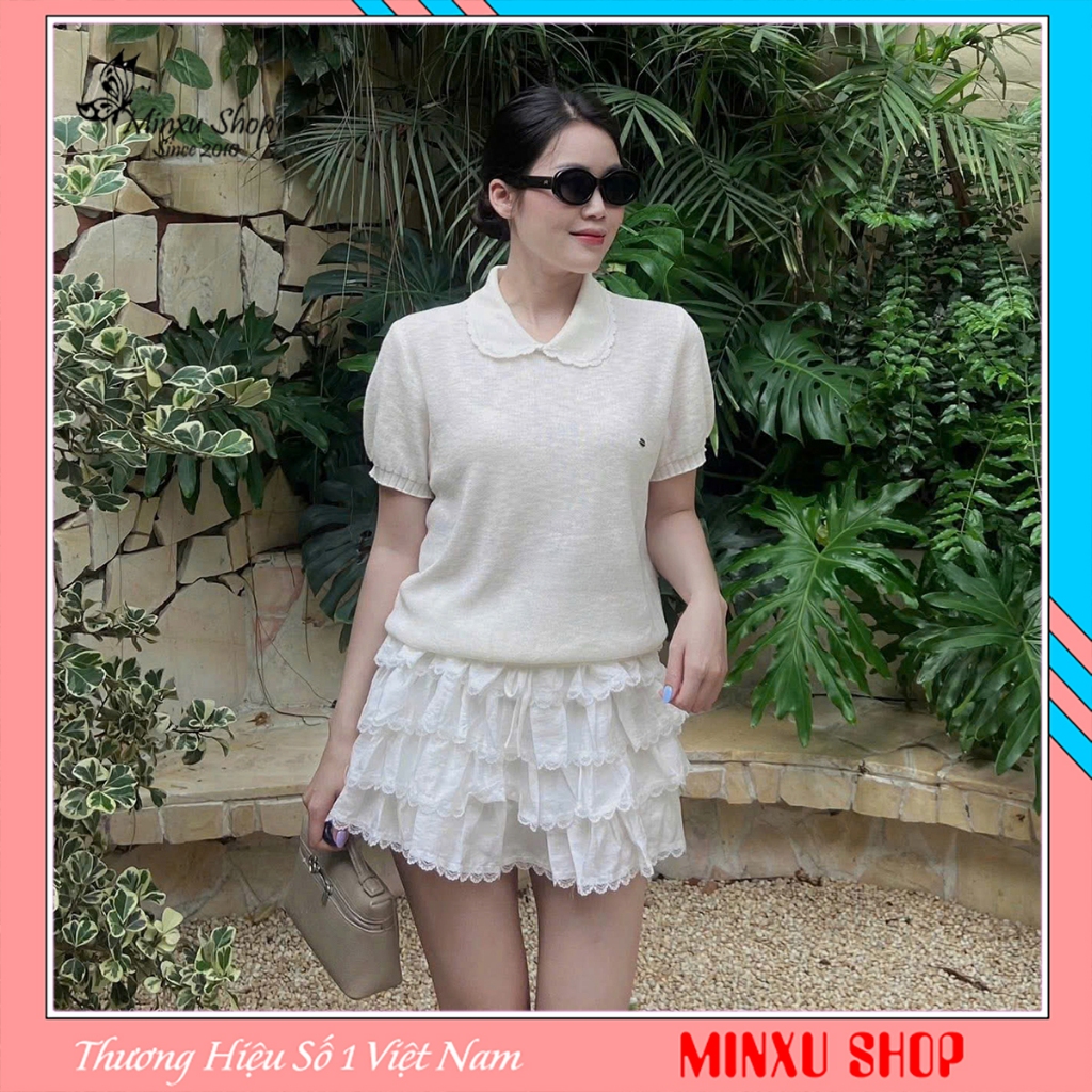 เสื้อโปโลไหมพรมถักคอปกบัวและ Hem QC Minxu Shop CK89