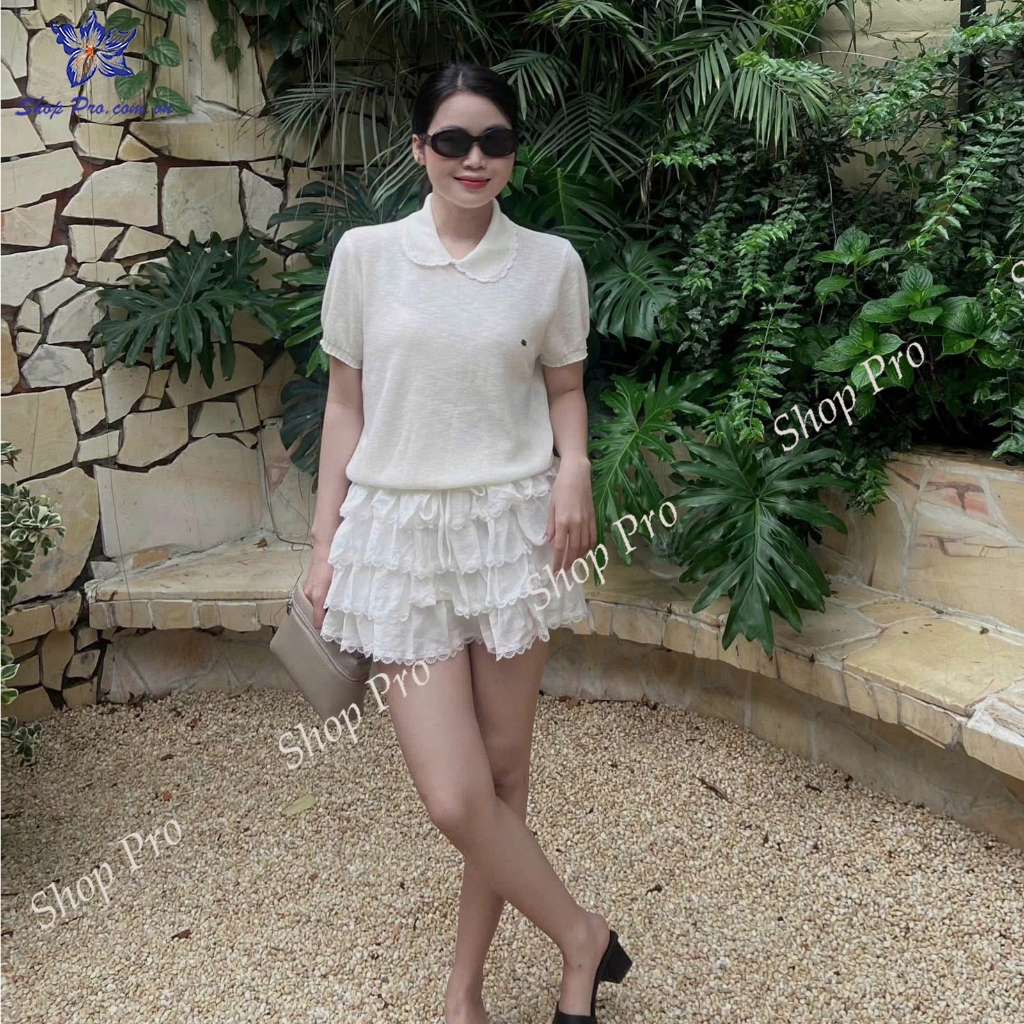 QC Shop Pro CK89 เสื้อโปโลไหมพรมถักคอปกบัวและชายเสื้อ