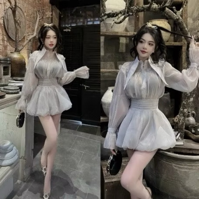 Pass set dress Top + กระโปรงฟักทอง ไซส์ M ใหม่ 99%
