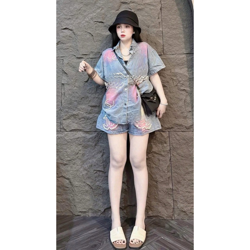 ชุดยีนส์ประดับมุก BIGSIZE 60-95kg