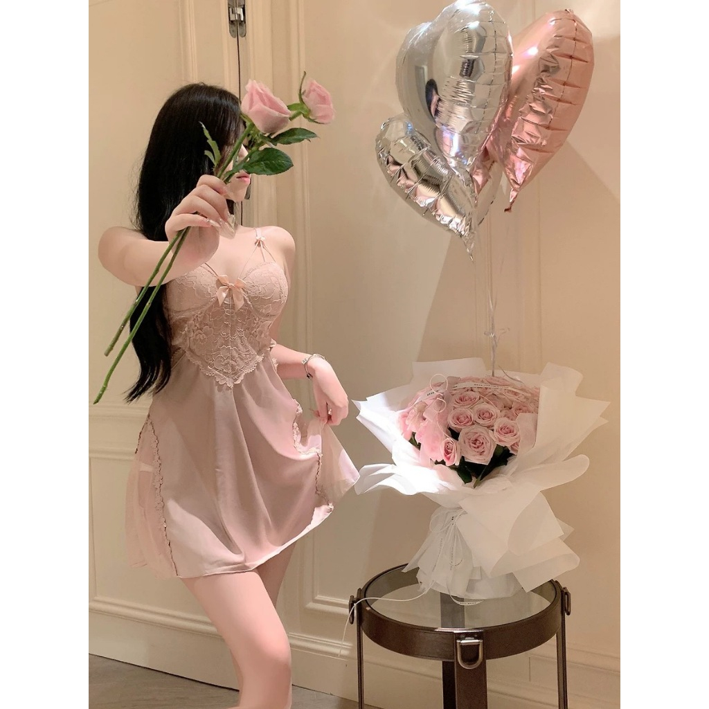 HT181 ชุดนอนลูกไม้เซ็กซี่มีโครงและ PADDING ชุดนอนผ้าไหมเปลือยเซ็กซี่ HT181 ราคา ถูกที่สุด ดีลบีเคเค แกลเลอรีภาพที่ 4