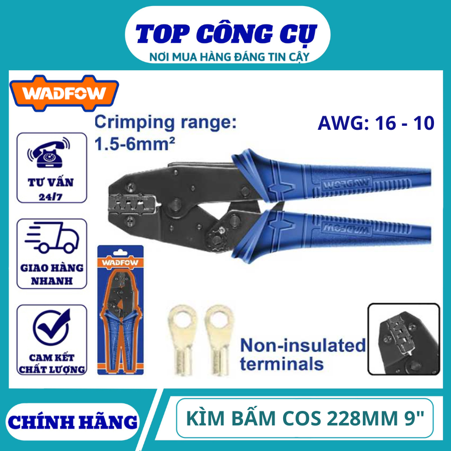 WADFOW TOOLS คีมกด cos 1.5 - 6MM2 228MM. 9" WCP2609