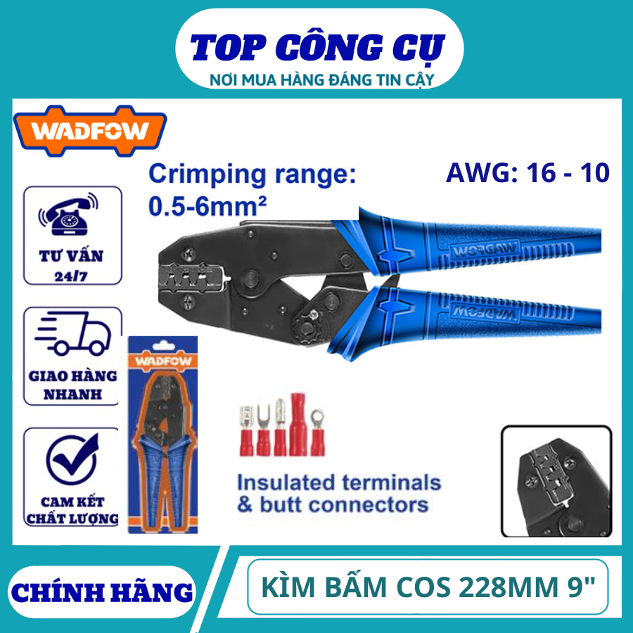 WADFOW TOOLS คีมกด cos 0.5-6MM2. 228มม . 9" WCP3609