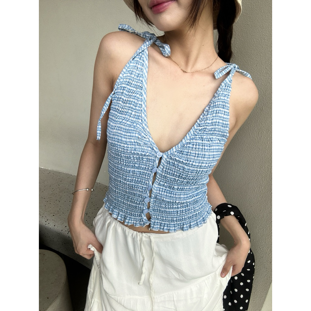 Hot Trend Womens Lace-Up Crochet Top - Letter Top