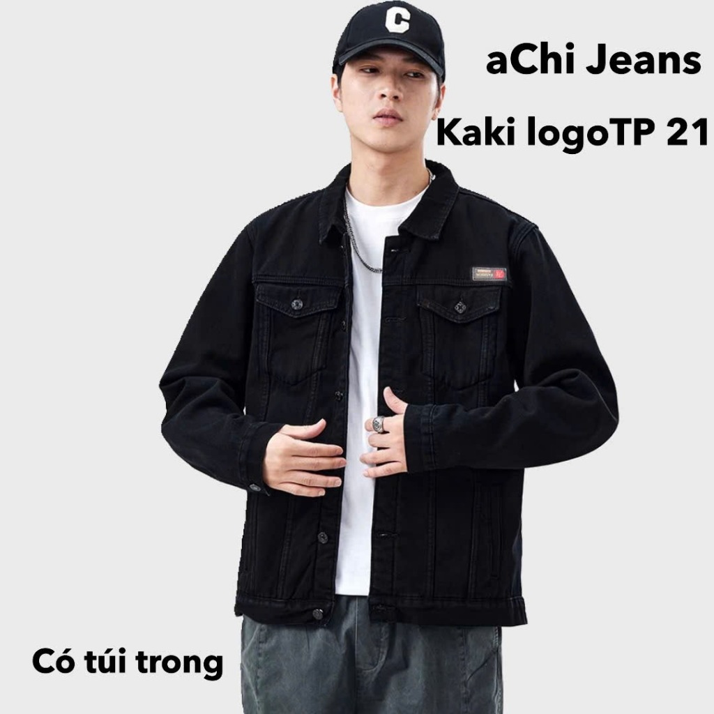 เสื้อแจ็คเก็ตสีกากีสีดําสําหรับผู้ชายและผู้หญิงพร้อมโลโก้Tp 21 - รูปแบบกว้าง G5 โลโก้ jean Chiwawa s