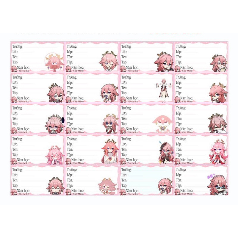 ป้ายโน้ตบุ๊ค Yae Miko genshin impact 60 ป้ายต่างๆ/สติกเกอร์ yae miko