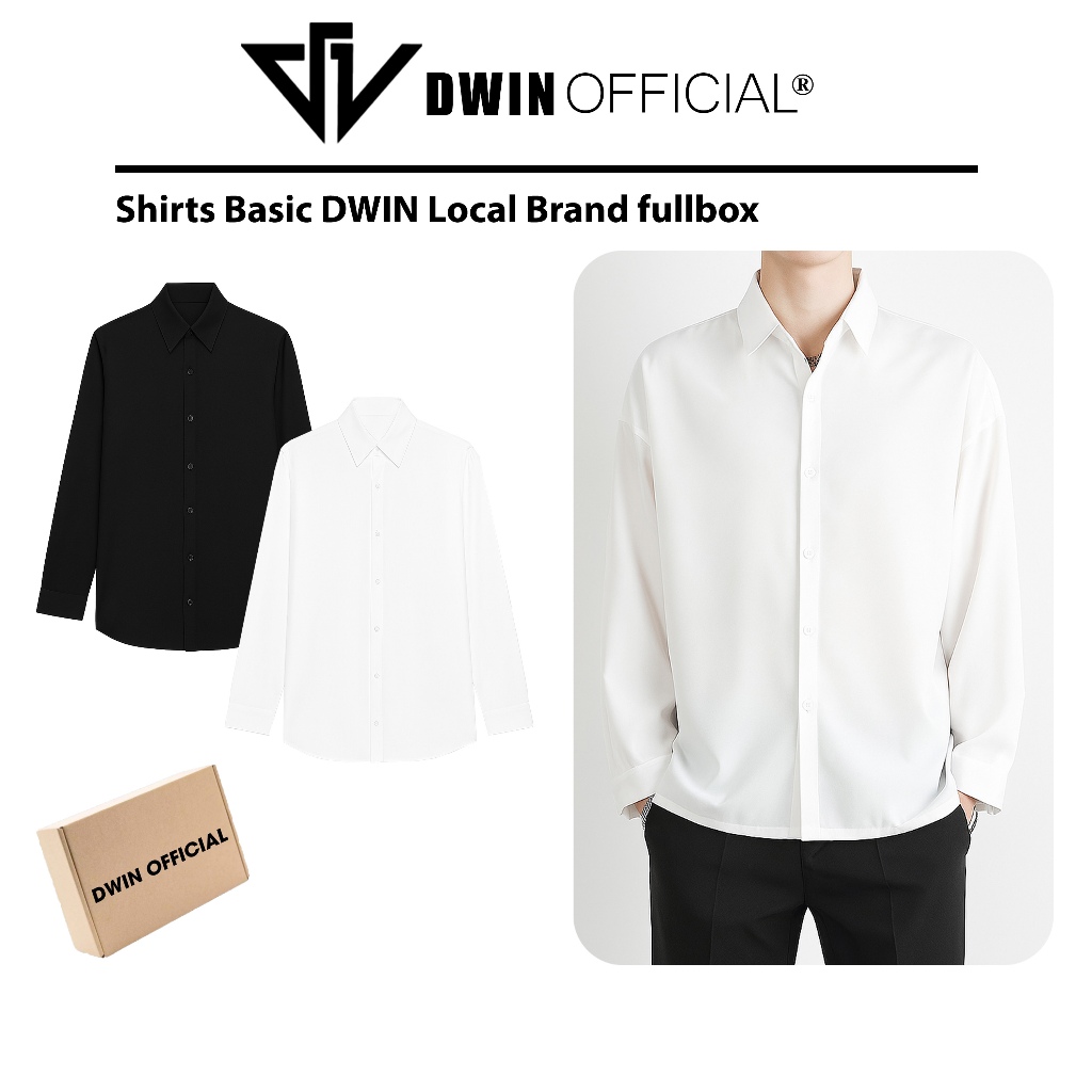 DWIN เสื้อเชิ้ตแขนยาวธรรมดาพื้นฐานสําหรับผู้ชายและผู้หญิงทําจากกํามะหยี่ทอลายทแยงเกาหลีต่อต้านริ้วรอ