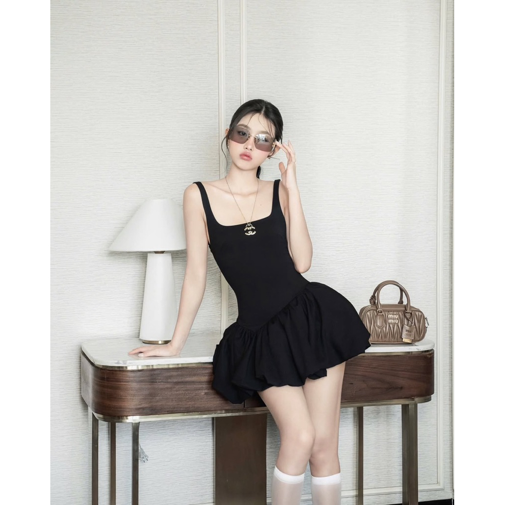 เดรสคอเหลี่ยมผูกสวย-Hkt2t-store