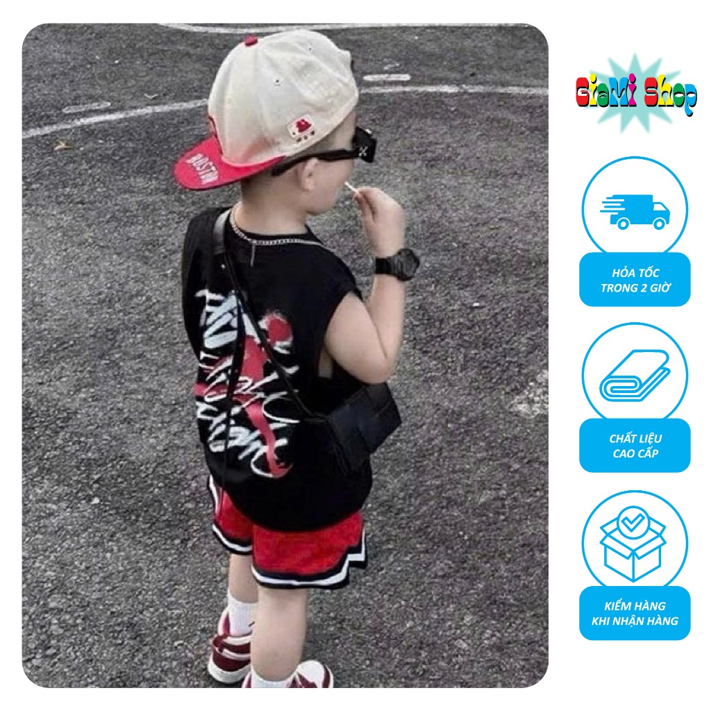 ชุดใต้วงแขนสําหรับเด็กผู้ชายพิมพ์ลาย JD Flight เนื้อผ้าฝ้ายยืด 4c ขนาด 10-63kg GiaMi Shop GMJDF