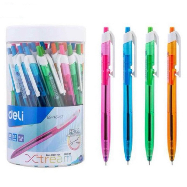 Combo ปากกาลูกลื่นแบบกด XTREAM 0.7 มม. 5 ชิ้น (สีน้ําเงิน) DELI EQ02836
