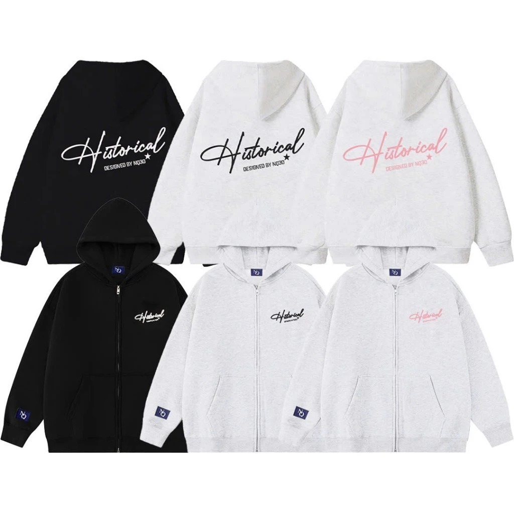 Talvi_Ullzang// COTTON Zip Hoodie Jacket BOXY Form Ruffled เย็บปักถักร้อย NQ30 HISTORICAL โฟมกว้าง FStyle เกาหลี