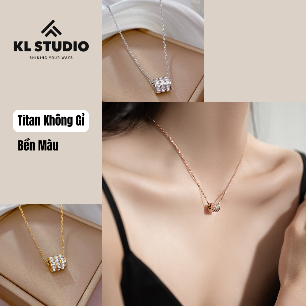 KL.STUDIO สร้อยคอไทเทเนียมสแตนเลสพร้อมเสาหินและโซ่ไทเทเนียมหรูหรา - N88