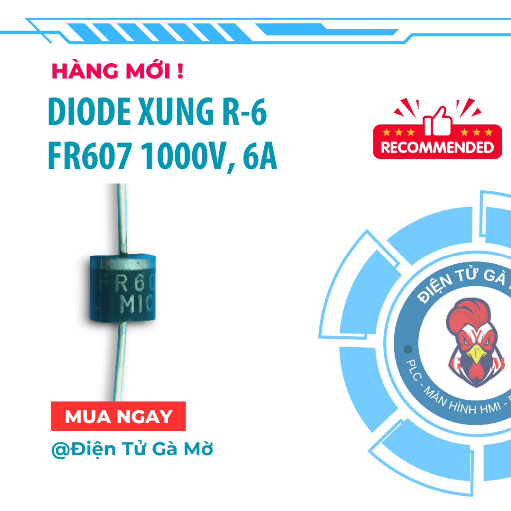 [1 CON] Pulse Diode, FR607 1000V, 6A R-6 นําเข้าใหม่