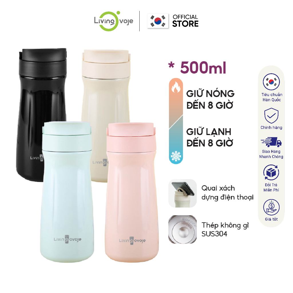 Living On LivingOvoje กระติกน้ําเก็บอุณหภูมิ, กระติกน้ําอัจฉริยะ - Macaron Smart Tumbler - SY-042