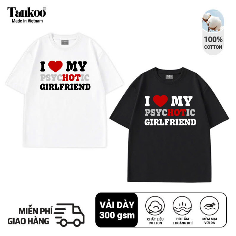 TANKOO Hottrend เสื้อยืดแขนสั้นพิมพ์ลายตัวอักษร i Love My Girlfriend - เสื้อคู่รักสําหรับคู่รัก น่ารัก 2000s แฟชั่น