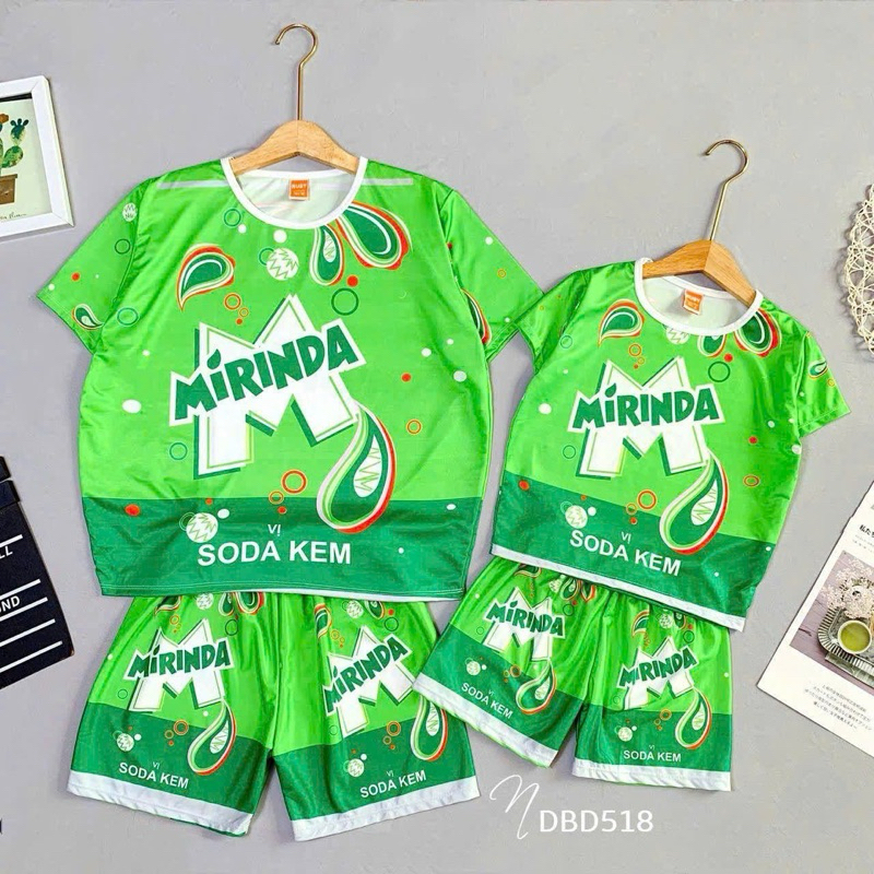 ชุดครอบครัวพิมพ์ลาย 3D ลาย MIRINDA SODA CREAM น้ําอัดลม ทุกขนาดตั้งแต่ 7-75kg