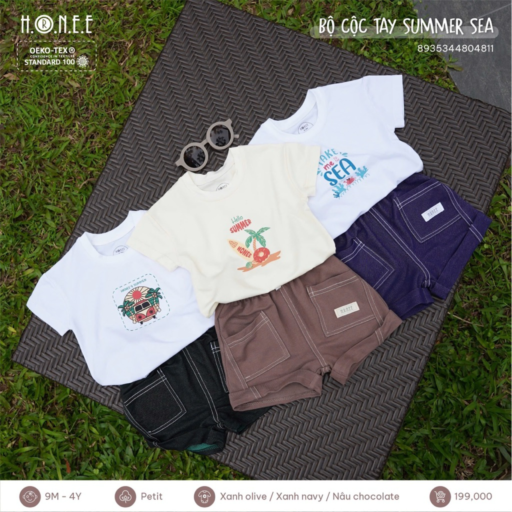 เสื้อผ้าเด็กชายและเด็กหญิงฤดูร้อนพิมพ์ลาย Summer Sea ผ้าฝ้าย ไซส์ 9M–4Y HOME.E