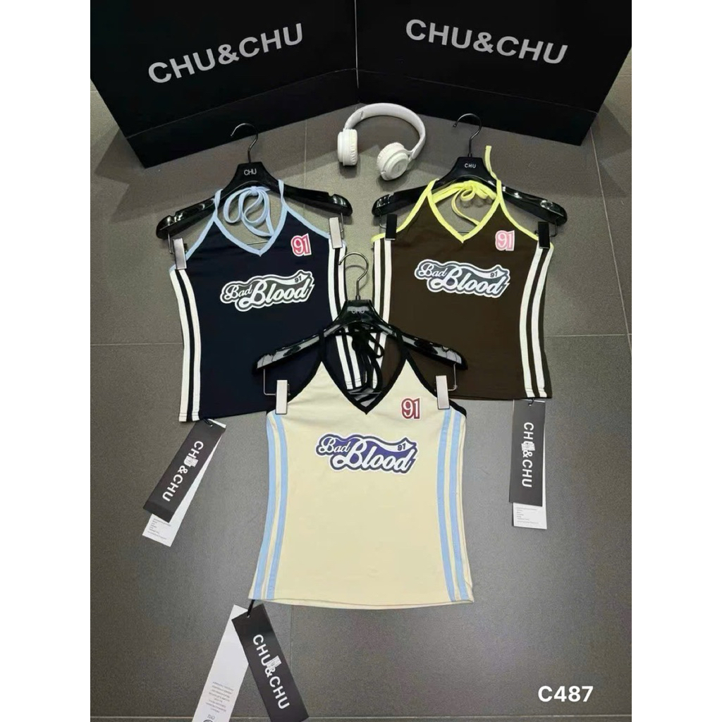 QCL1 C487+C486 2s เสื้อคล้องคอซี่โครงลายทางเบอร์ 91 บุคลิกสุดมาแรง (Freesz)