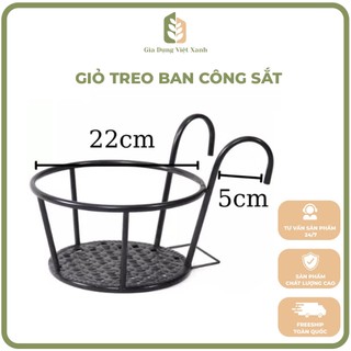Giỏ Treo Ban Công Sắt Đặc Nguyên Khối Chống Rỉ