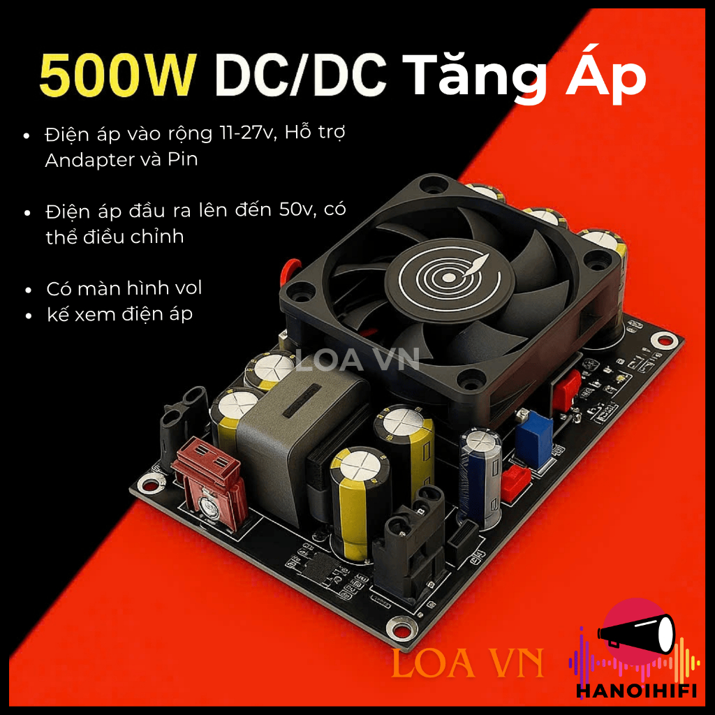 ZK PW500 500W DC-DC วงจรบูสเตอร์ 11-27V ถึงสูงสุด 50V พร้อมจอแสดงผลจากเสียง Wuzhi