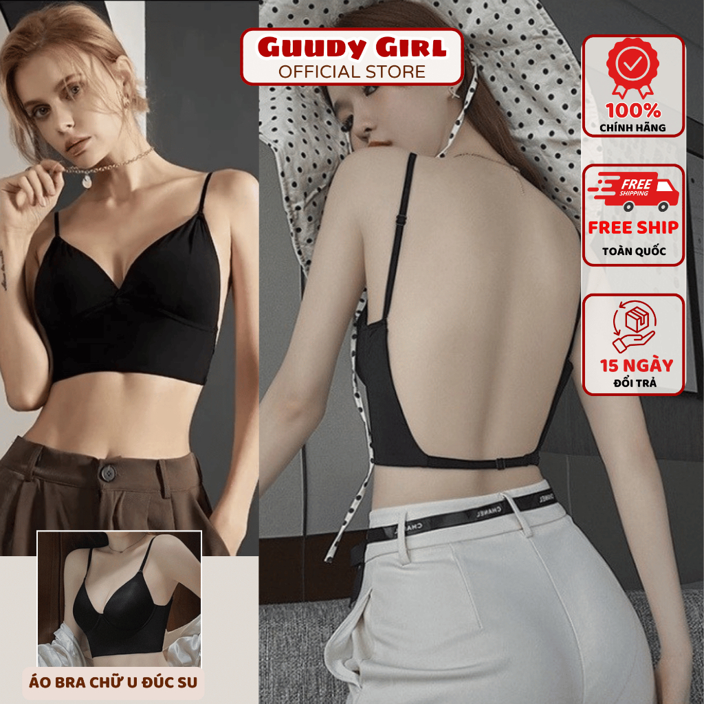 U-shaped Backless Push-Up Bra - Molded Bra สําหรับชุดราตรีเซ็กซี่ 2-String Camisole