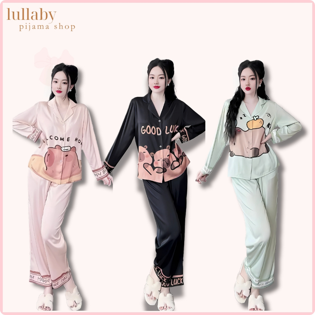 [PIJAMA] ชุดนอน Capybara แขนยาว ผลิตจากผ้านุ่ม สีดivers ลายสวย ขนาดเต็ม