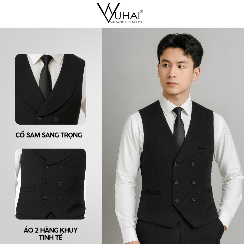 Elegant Slimfit เสื้อกั๊ก 6-Button ผู้ชาย-หรูหราหรูหรา 2-Button Sam Collar เสื้อกั๊กเสื้อกั๊ก - เสื้