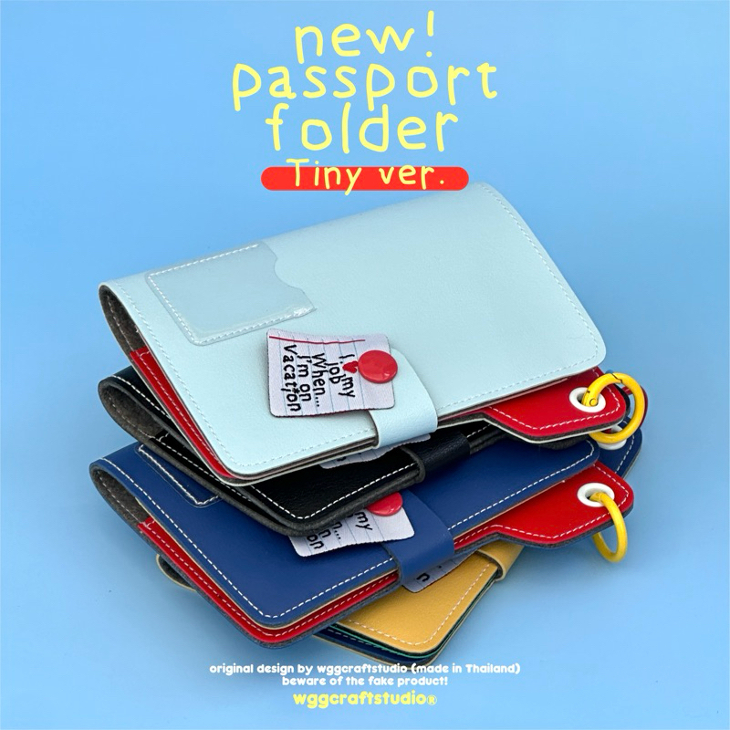 Wgg.craft.studio หนังสือเดินทางขนาดเล็ก กระเป๋าสตางค์หนังสือเดินทางขนาดกะทัดรัด ขนาด 12x14cm หนัง PV
