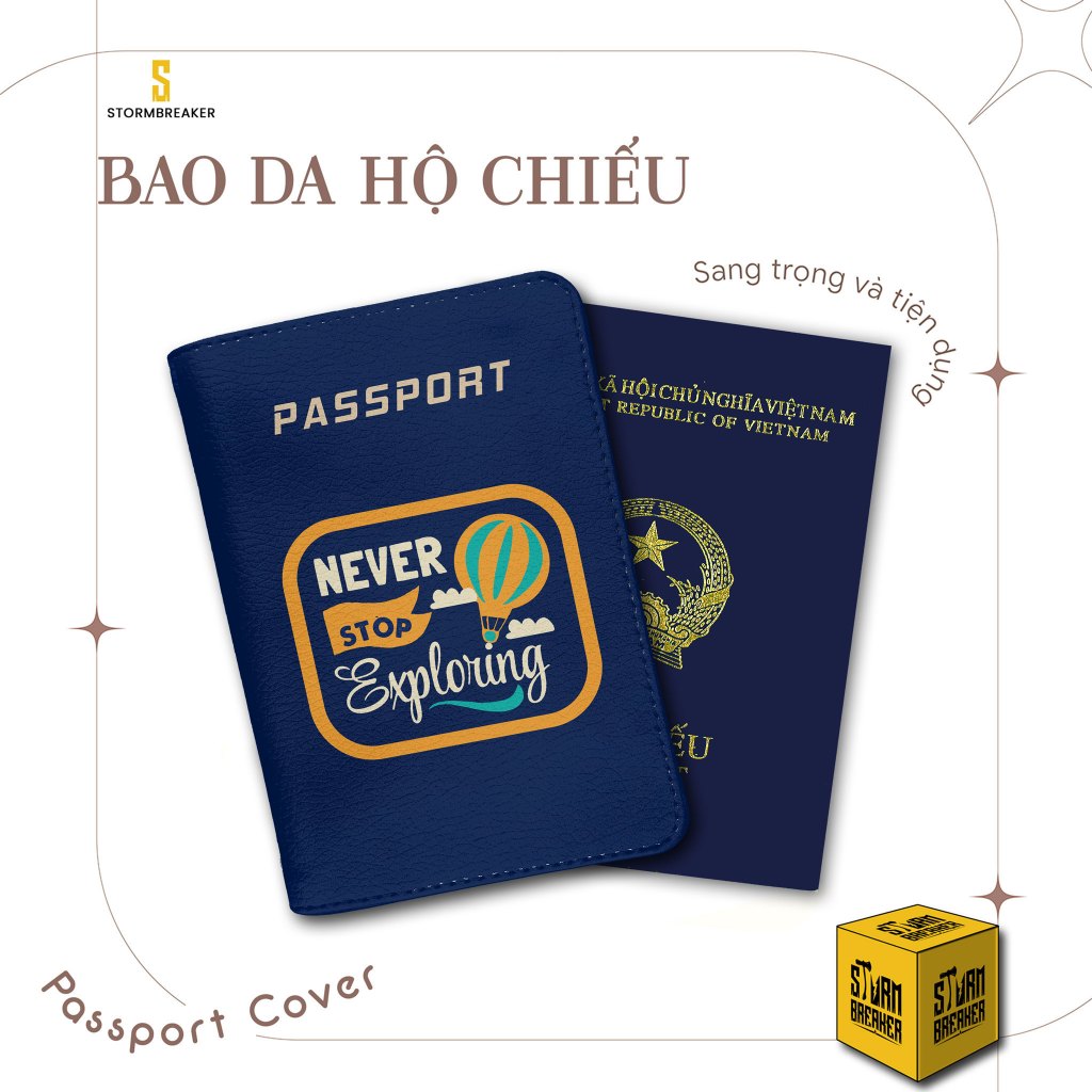 STORMBREAKER Passport Case - Never Stop Exploring Passport Wallet - เพิ่มชื่อส่วนตัว - สี ดํา-น้ําตาล-ขาว - ATPP108
