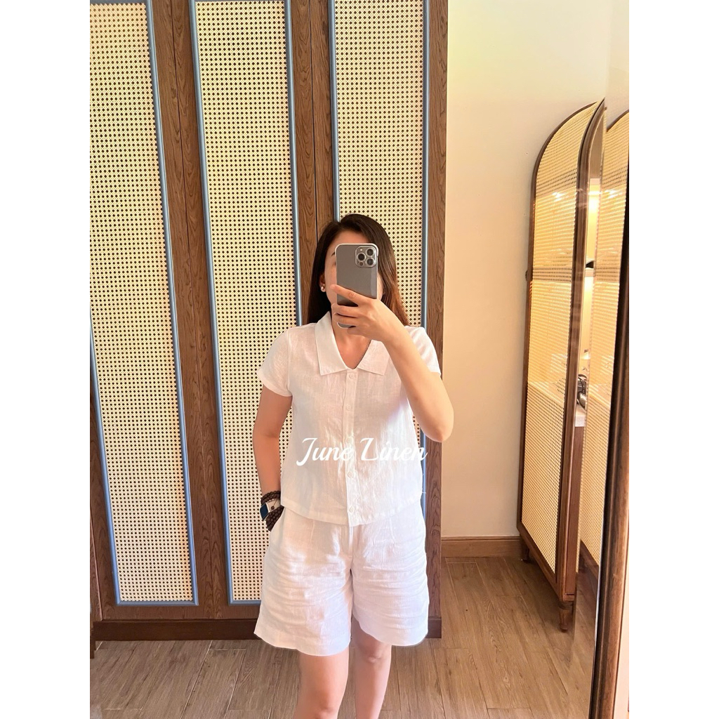 [JUNE LINEN] A29. เสื้อครอปผ้าลินินพรีเมี่ยม รูปต้นฉบับ