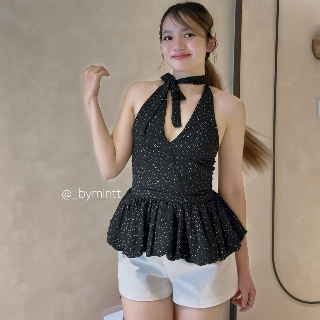 STELLA STELLA STELLA STELLA | เสื้อคล้องคอลายจุดสไตล์ทุกวัน | ByMintt