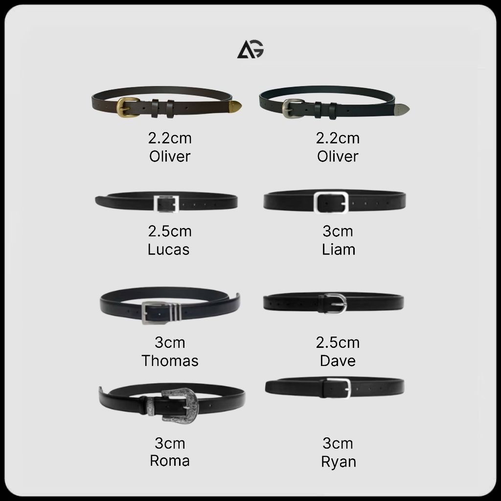 AUGUST รองเท้า เข็มขัดหนังวัวนําเข้าของแท้สําหรับผู้ชายและผู้หญิงที่มีใบหน้าโลหะผสมคุณภาพสูง