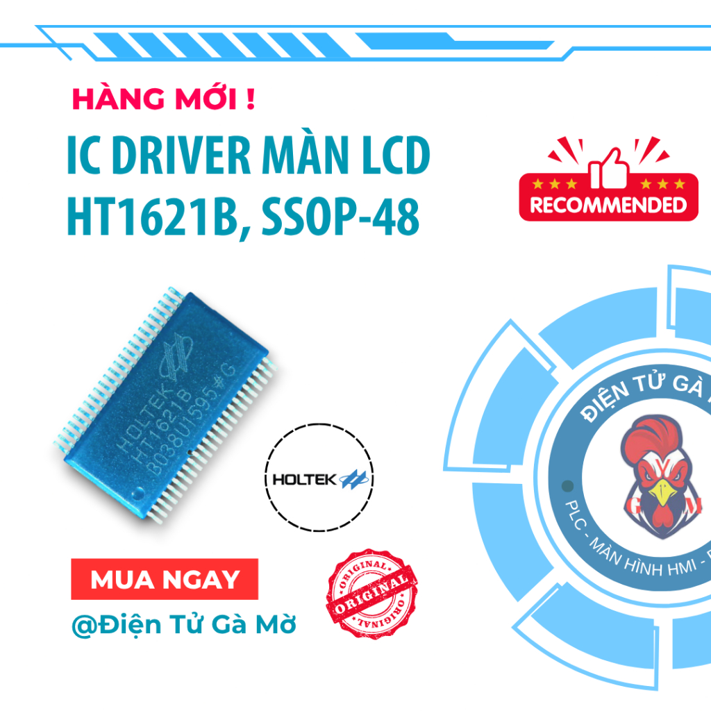 [1 CON] ไดร์เวอร์ LCD IC, HT1621B SSOP-48 ใหม่แท้ HOLTEK 100%