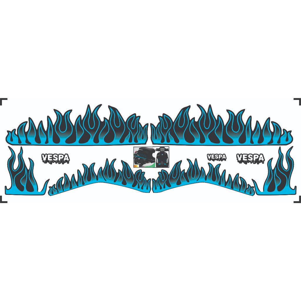 Vespa Sprint - Primavera Car Sticker Justin Stylized Flame แสตมป์ดีไซน์ พิมพ์ไม่ซีดจาง 3 ชั้น - รูปที่ 3
