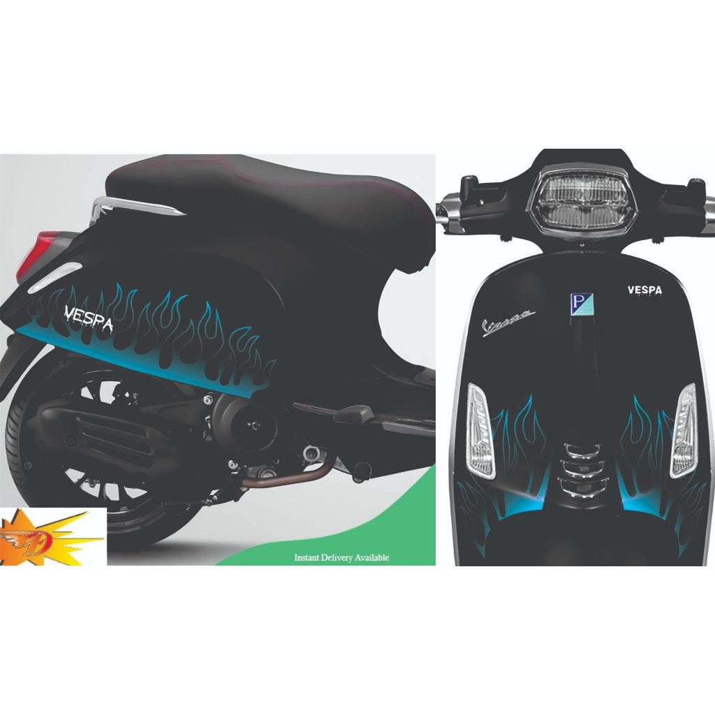 Vespa Sprint - Primavera Car Sticker Justin Stylized Flame แสตมป์ดีไซน์ พิมพ์ไม่ซีดจาง 3 ชั้น - รูปที่ 2