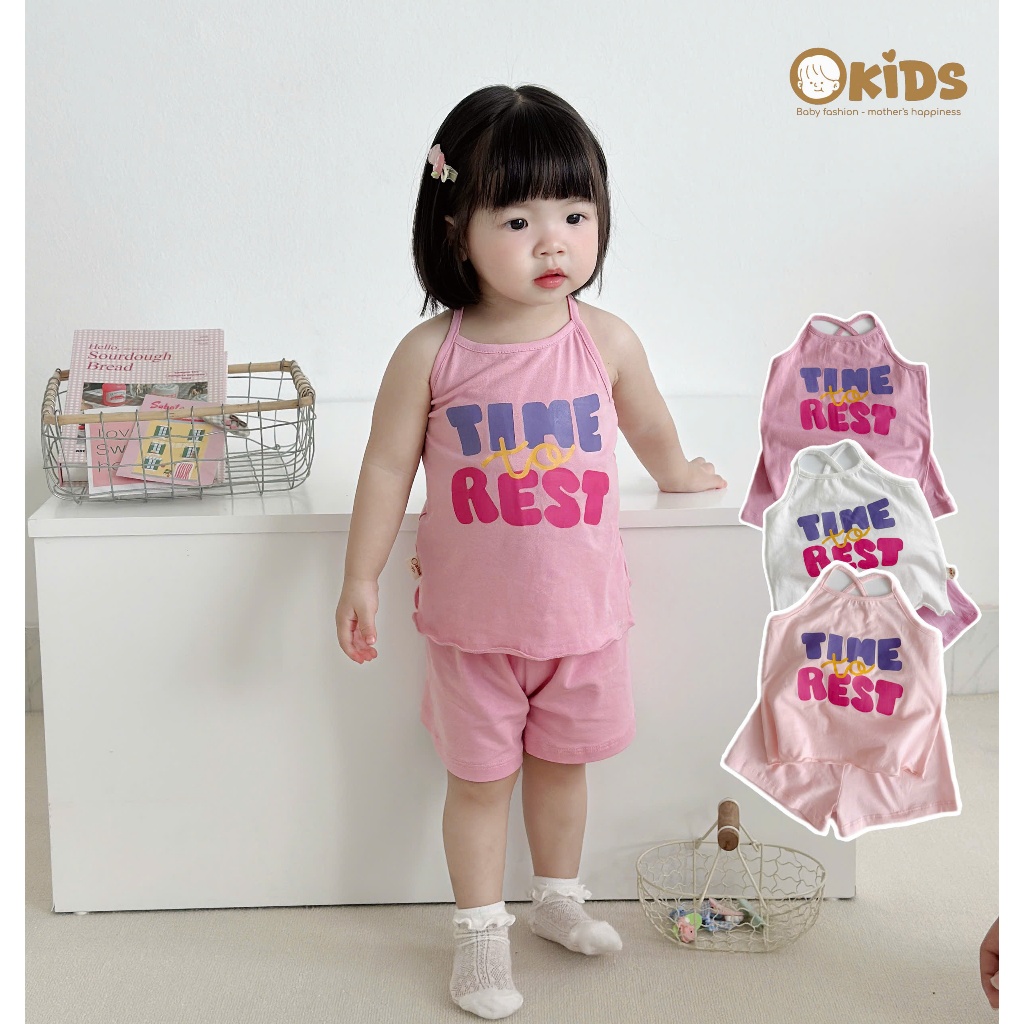 [O KIDS] TIME REST ชุดสายรัดหลังผ้าฝ้าย 2 เส้น - น่ารัก - ยืด 4c สําหรับเด็กผู้หญิง - OB2DDDL33