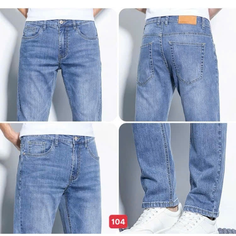 กางเกงยีนส์ผู้ชายสีพื้นผ้ายีนส์ยืดคุณภาพสูงทรงสวยทรงบอยเข้ารูป To Shop รุ่นใหม่ - JD104