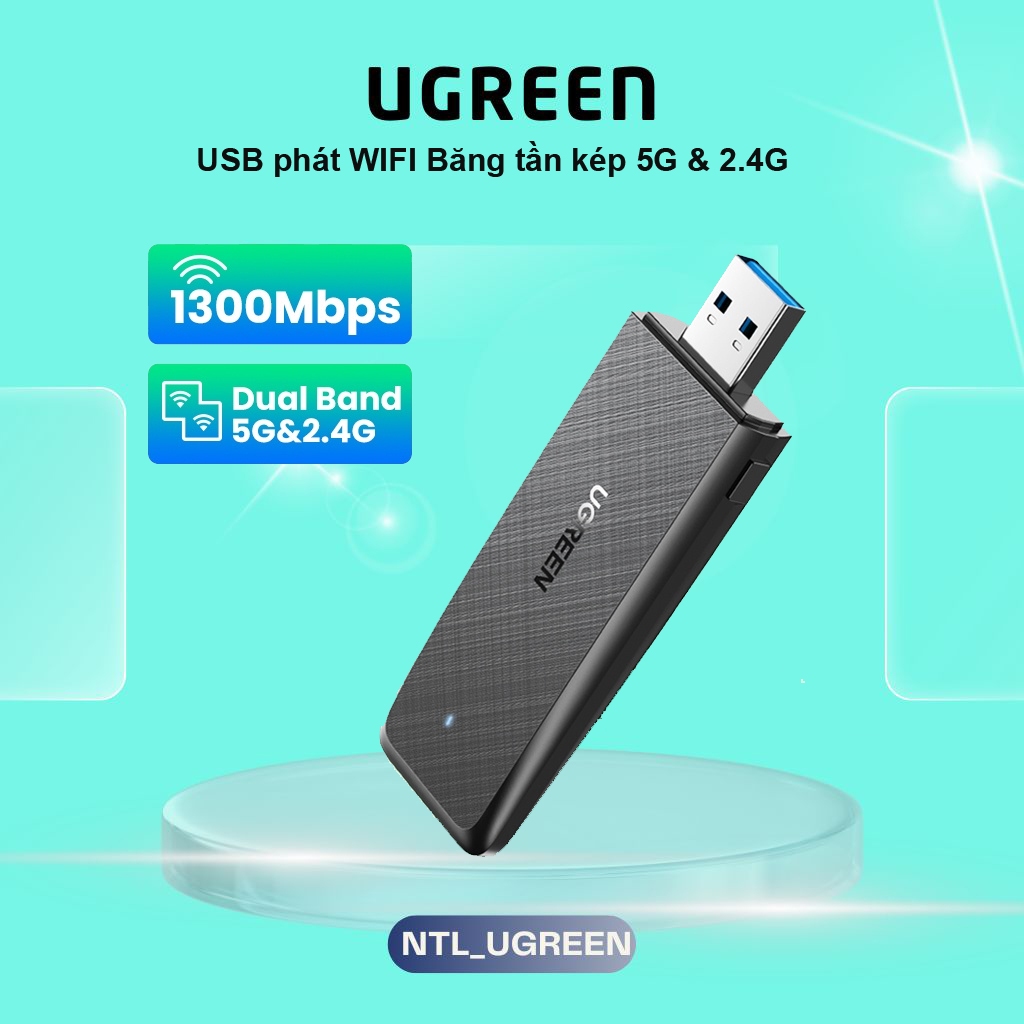 เครื่องรับส่งสัญญาณ USB 3.0 WiFi AC1300Mbps 5.G & 2.4GHz Dual Band PC แล็ปท็อป Ugreen
