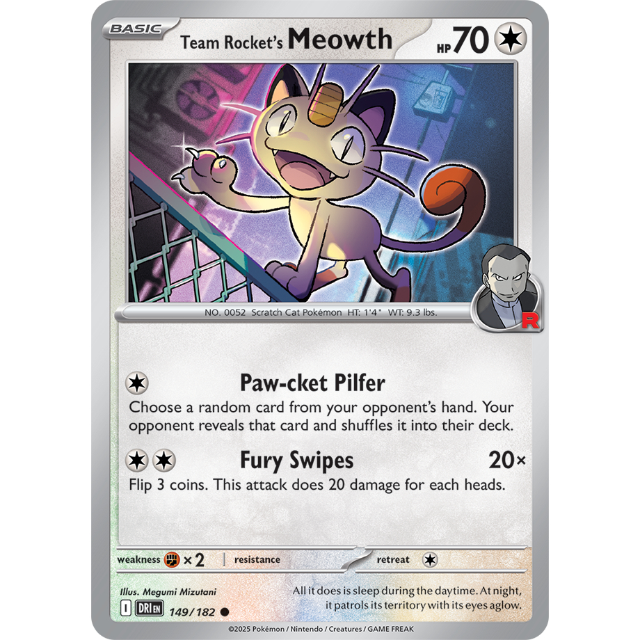 [KW2 Pokemon] [EN] 149/182 Team Rockets Meowth Card - DRIVE, 161/217 ASCEN