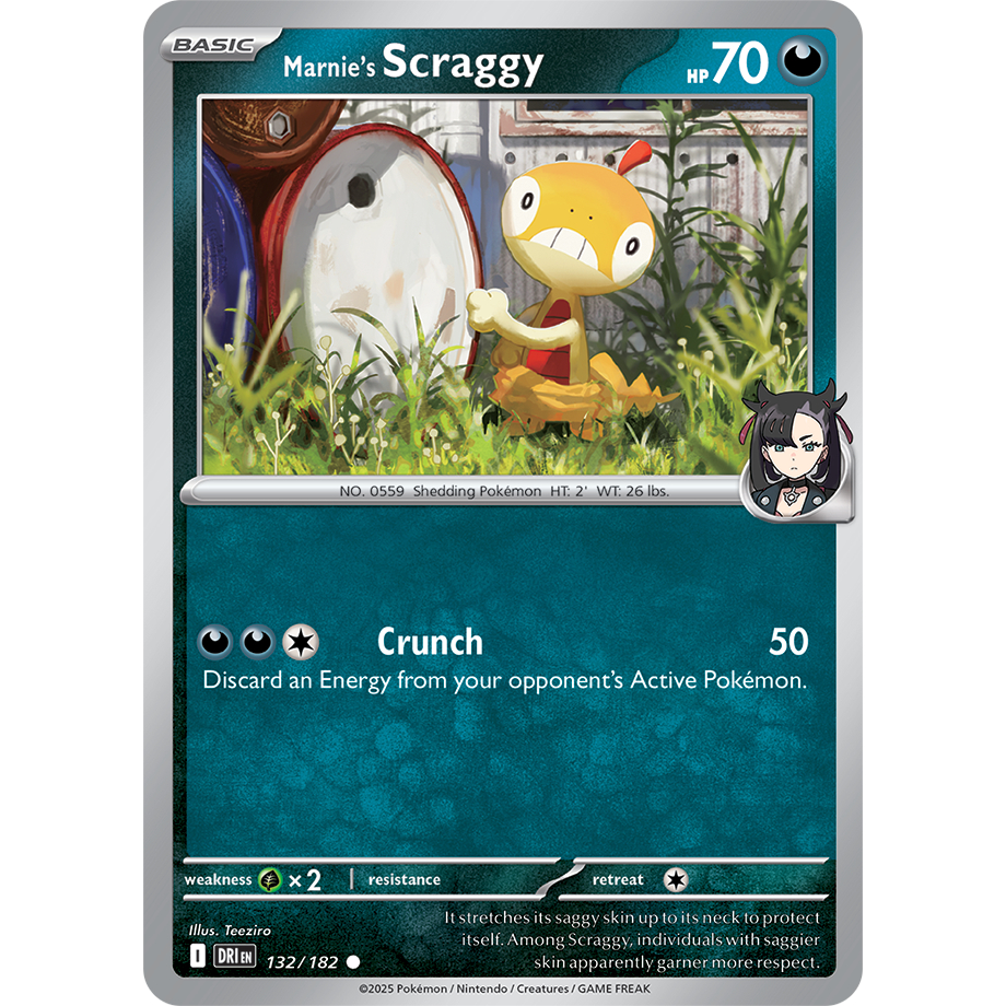 [KW2 Pokemon] [EN] การ์ด 132/182 Scragy ของ Marnie - DRIVE