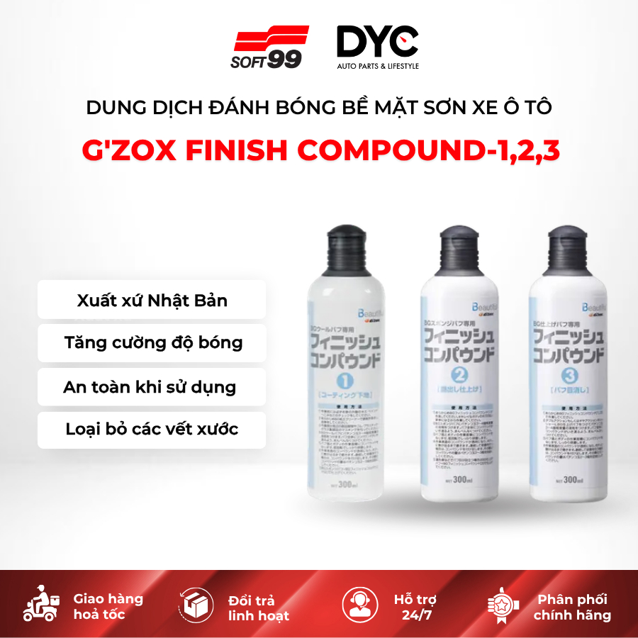 GZOX Finish Compound-1,2,3 น้ํายาขัดเงาพื้นผิวรถยนต์ 300ml
