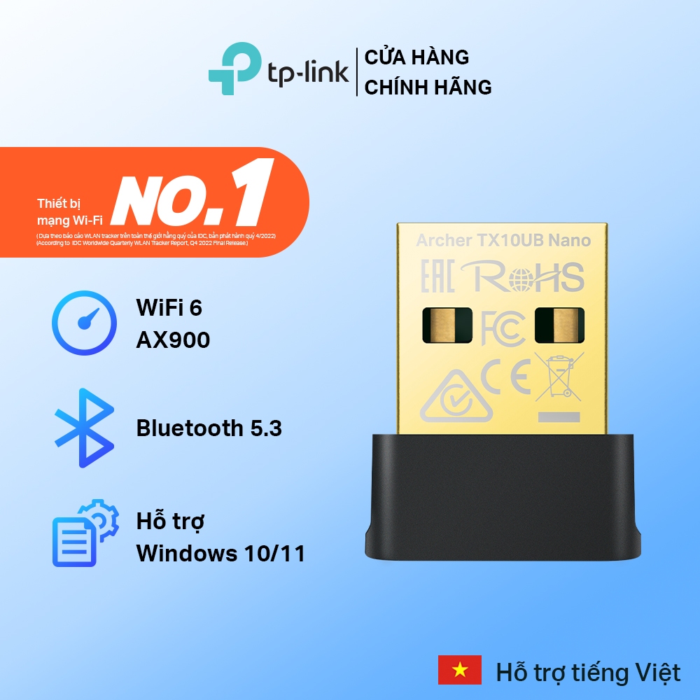 [เร็ว] USB Wi-Fi & Bluetooth Archer TX10UB Nano Wi-Fi 6 มาตรฐานและบลูทูธ 5.3 ความเร็ว AX900