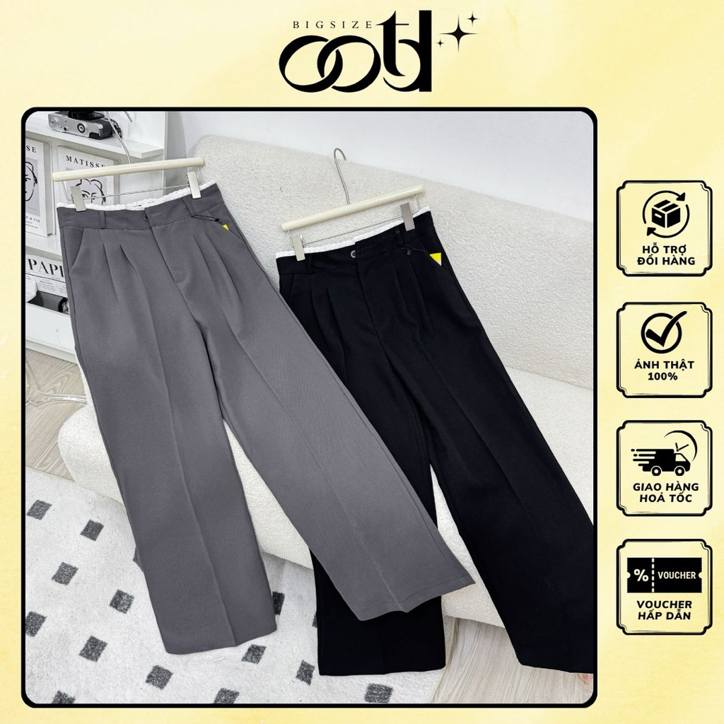 OOTD BIGSIZE - กางเกงขายาวลูกไม้ทรงตรงขนาดใหญ่สําหรับผู้หญิง