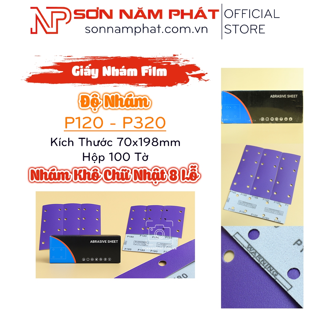 กระดาษทรายฟิล์มสีม่วงสี่เหลี่ยม ขนาด 70x198mm P120 – P320